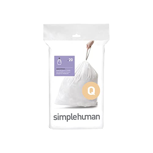 simplehuman CW0176 Code Q passgenaue Müllbeutel, 50-60 Liter, Packung mit 20, weißer Kunststoff von simplehuman