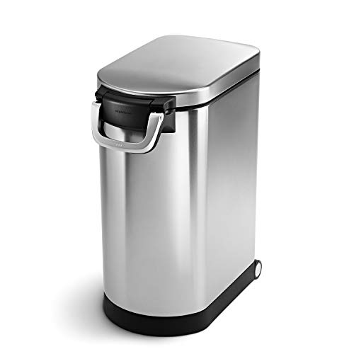 simplehuman CW1886 25L 12KG groß, Tierfutterbehälter, Futter-Container, Luftdicht, Trockenfutter, Futterbehälter Futteraufbewahrung für Hunde Katzen, gebürsteter Edelstahl, 10 Jahre Garantie von simplehuman