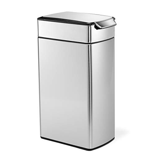 simplehuman CW2016 40 Liter, schmaler touch-bar Abfalleimer, Mülleimer Küche, Mülltrennsystem, Mülltrennung, Recycling, gebürsteter Stahl, 10 Jahre Garantie von simplehuman