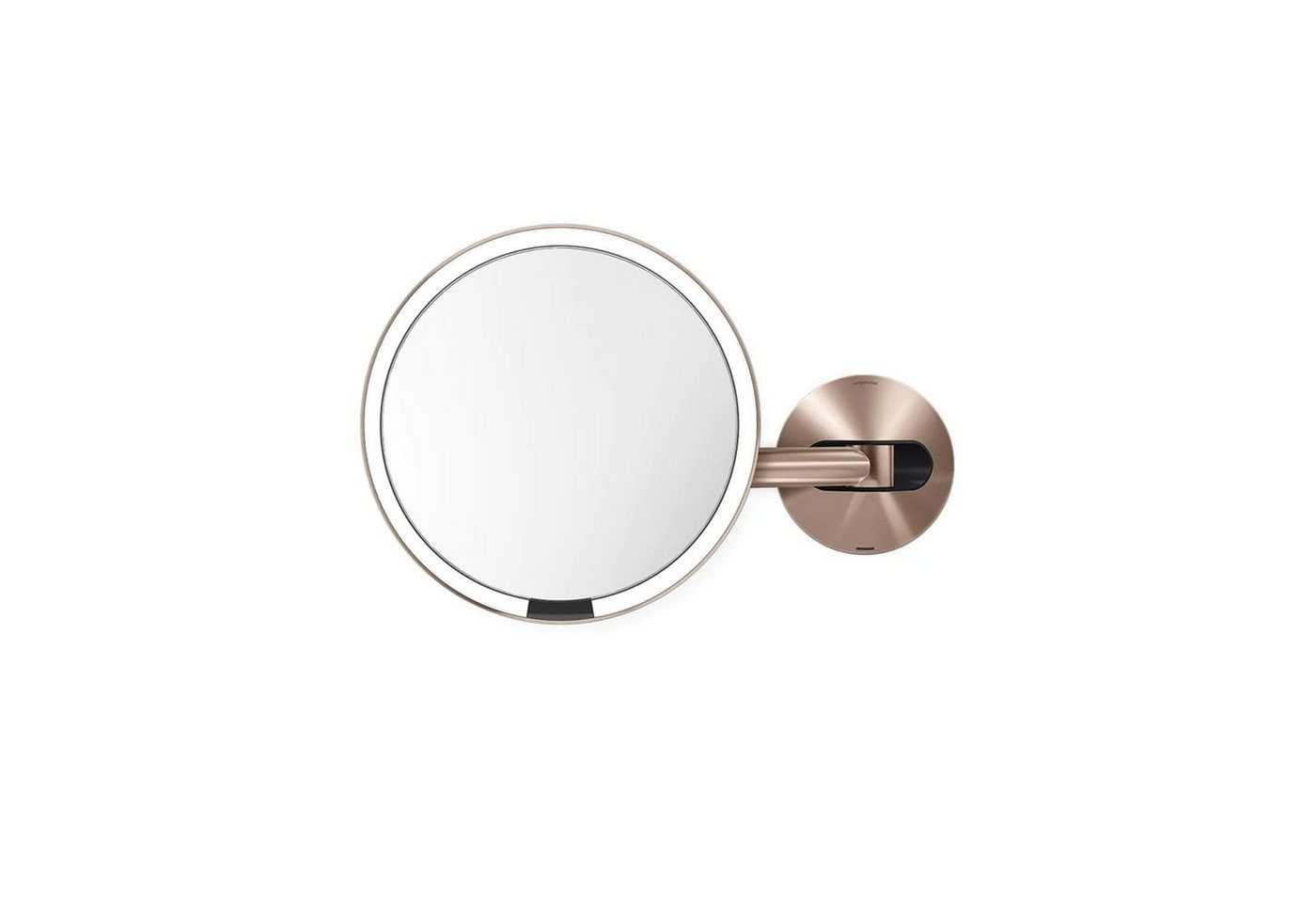 simplehuman LED-Lichtspiegel Wiederaufladbarer Sensorspiegel mit Wandhalterung Roségold 20 cm von simplehuman