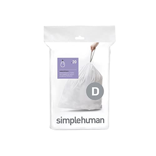 simplehuman code D custom fit liners 3 refill packs (20 liners), Code D - 20L / 5.2 Gallon, White von simplehuman