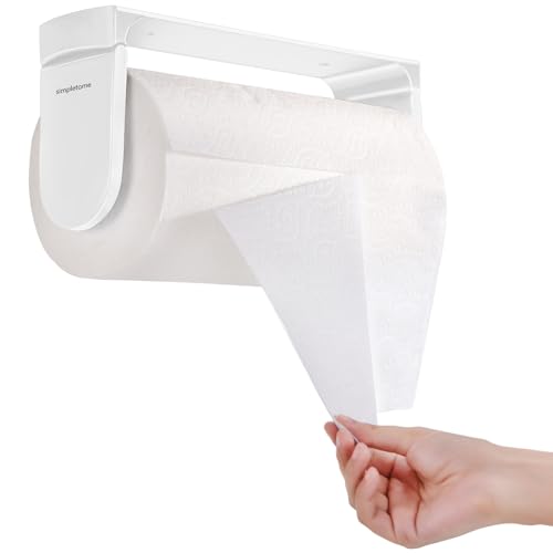 simpletome Küchenrollenhalter Ohne Bohren Einhandträne Küchenrollenhalter Wandmontage Papierrollenhalter Aufbewahrung Organisator (Weiß) von simpletome