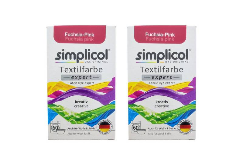 simplicol Textilfarbe 2er Pack Simplicol Textilfarbe Expert Fuchsia-Pink 150g, Farberneuerung Textilfärbemittel Farbauffrischung Farbmischung Batik von simplicol