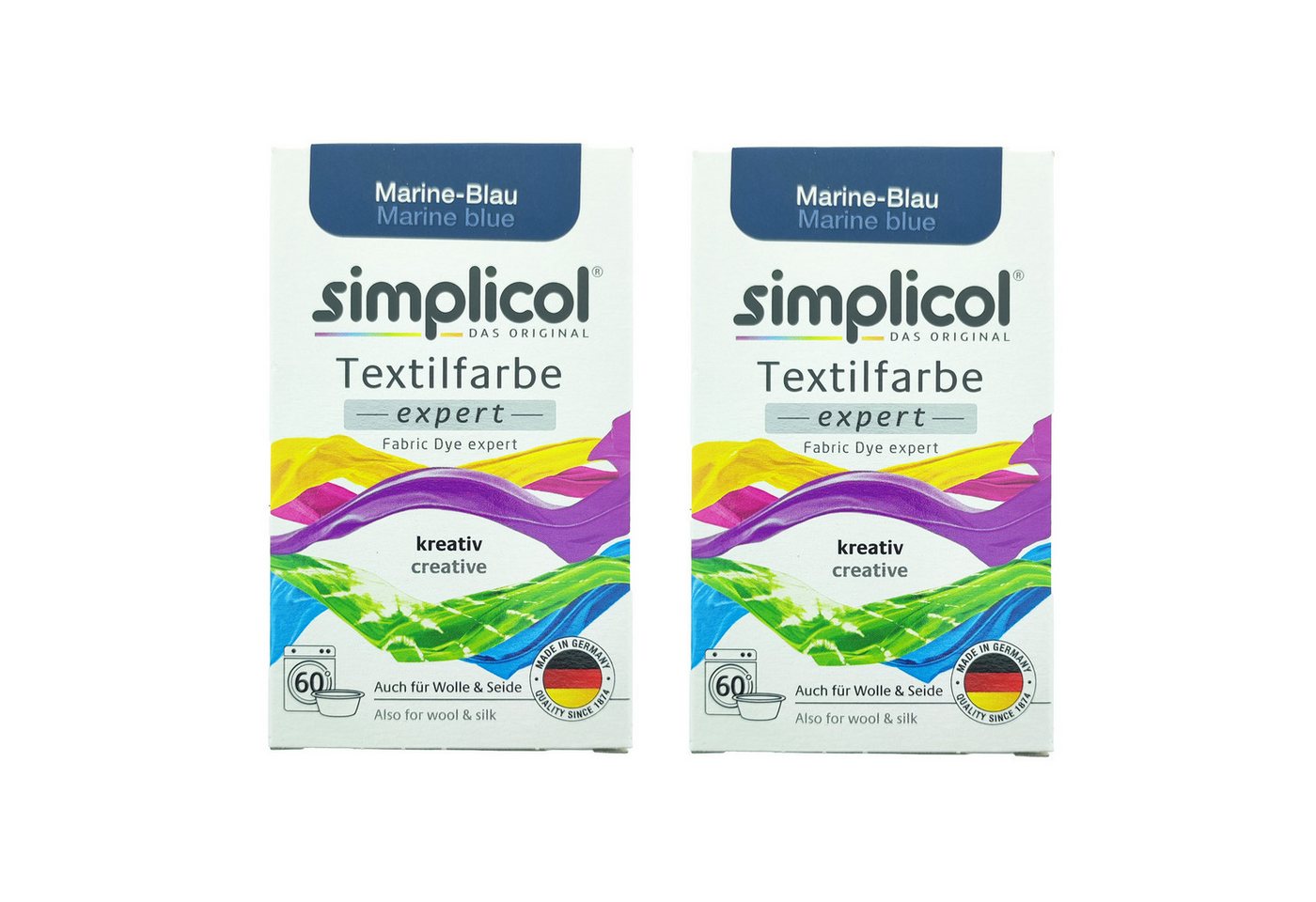 simplicol Textilfarbe 2er Pack Simplicol Textilfarbe Expert Marine-Blau 150g, Farberneuerung Textilfärbemittel Farbauffrischung Farbmischung Batik simplicol Textilfarbe 2er Pack Simplicol Textilfarbe Expert Marine-Blau 150g, Farberneuerung Textilfärbemittel Farbauffrischung Farbmischung Batik von simplicol