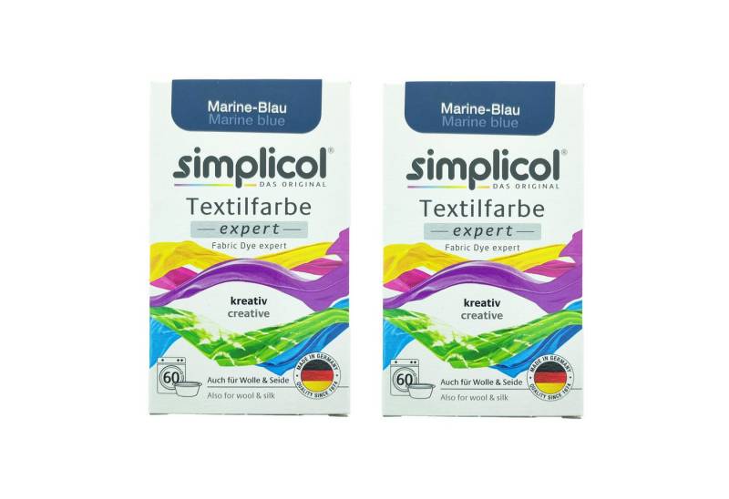 simplicol Textilfarbe 2er Pack Simplicol Textilfarbe Expert Marine-Blau 150g, Farberneuerung Textilfärbemittel Farbauffrischung Farbmischung Batik von simplicol