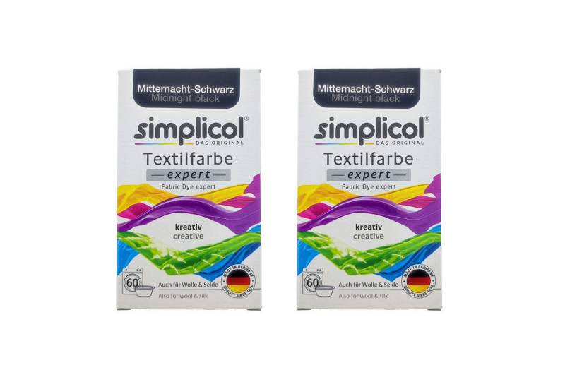 simplicol Textilfarbe 2er Pack Simplicol Textilfarbe Expert Mitternacht-Schwarz 150g, Farberneuerung Textilfärbemittel Farbauffrischung Farbmischung Batik simplicol Textilfarbe 2er Pack Simplicol Textilfarbe Expert Mitternacht-Schwarz 150g, Farberneuerung Textilfärbemittel Farbauffrischung Farbmischung Batik von simplicol