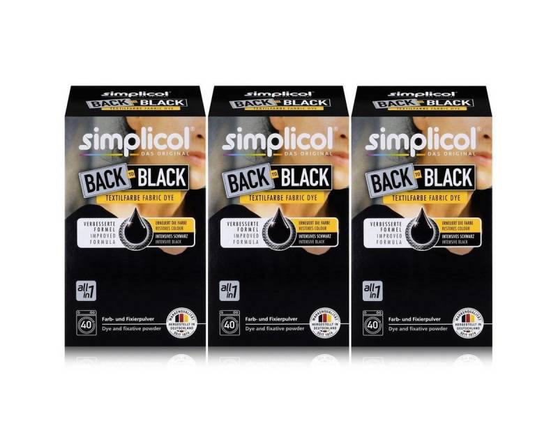 simplicol Textilfarbe Simplicol Textilfarbe Back to Black 400g - Erneuert die Farbe (3er Pac von simplicol
