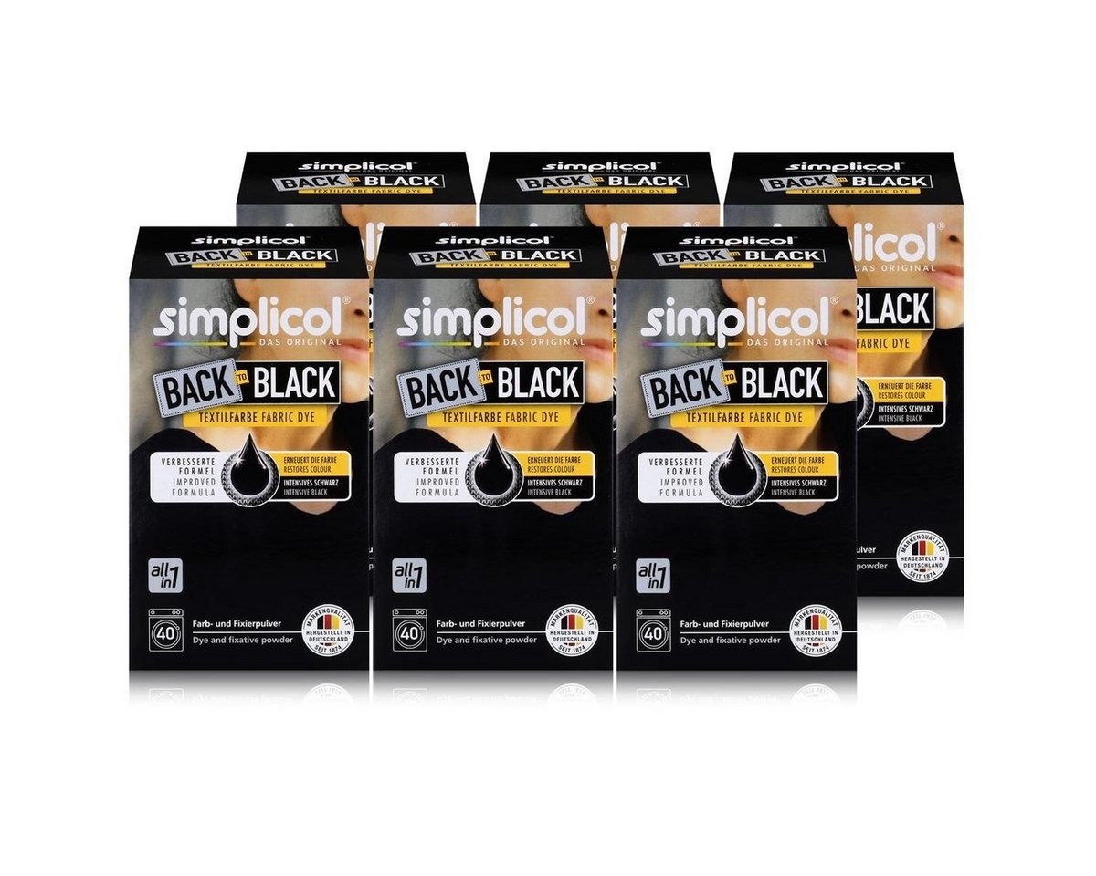 simplicol Textilfarbe Simplicol Textilfarbe Back to Black 400g - Erneuert die Farbe (6er Pac von simplicol