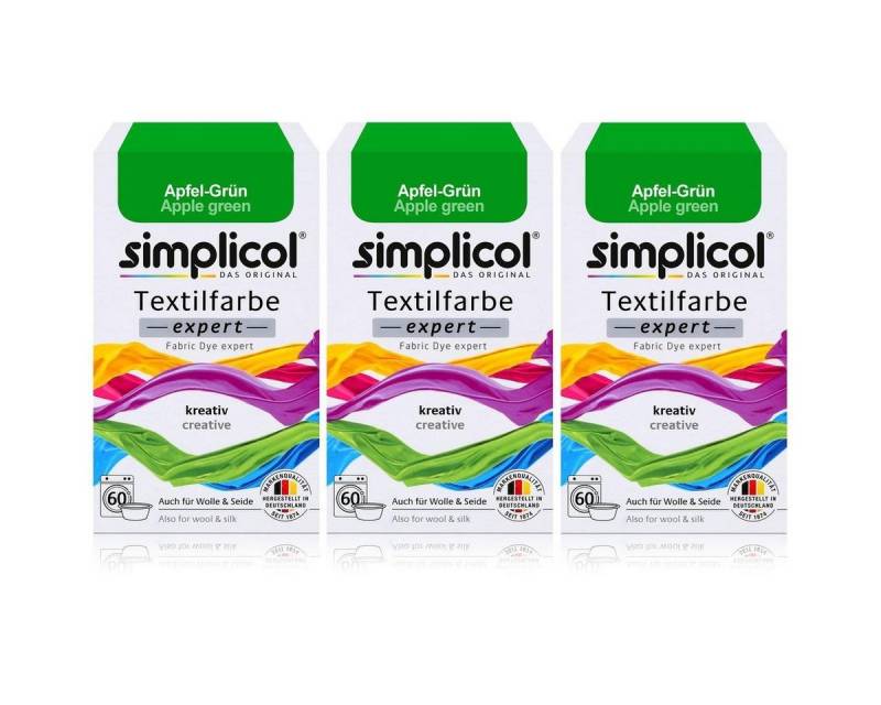 simplicol Textilfarbe Simplicol Textilfarbe expert Apfel-Grün 150g - Farbe zum Färben (3er P von simplicol