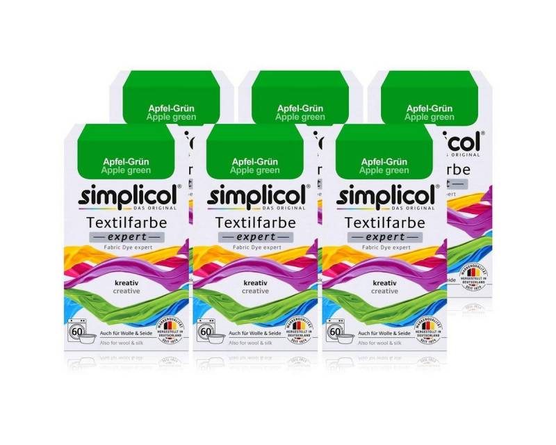 simplicol Textilfarbe Simplicol Textilfarbe expert Apfel-Grün 150g - Farbe zum Färben (6er P von simplicol