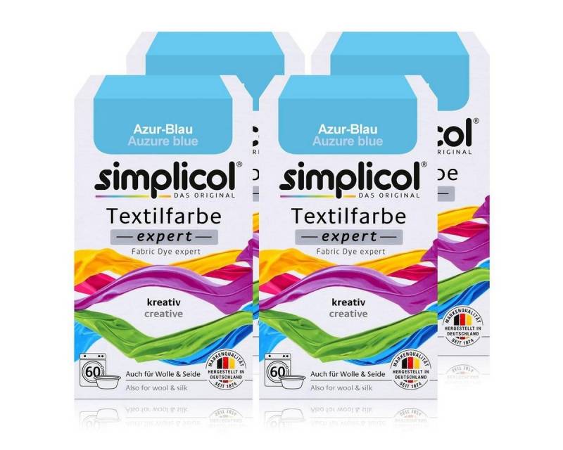 simplicol Textilfarbe Simplicol Textilfarbe expert Azur-Blau 150g - Farbe zum Färben (4er Pa von simplicol