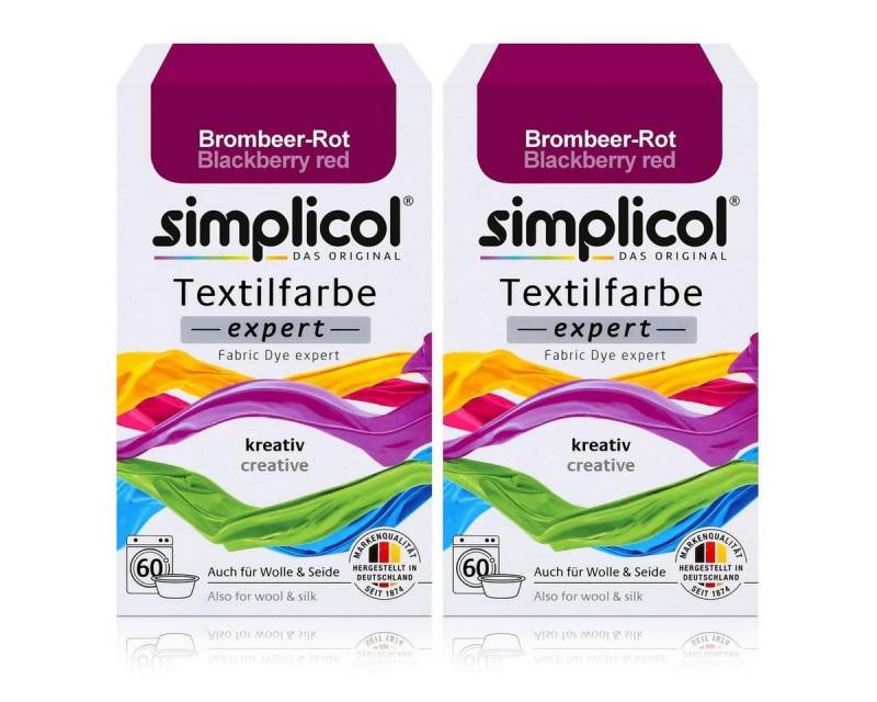 simplicol Textilfarbe Simplicol Textilfarbe expert Brombeer-Rot 150g - Farbe zum Färben (2er von simplicol