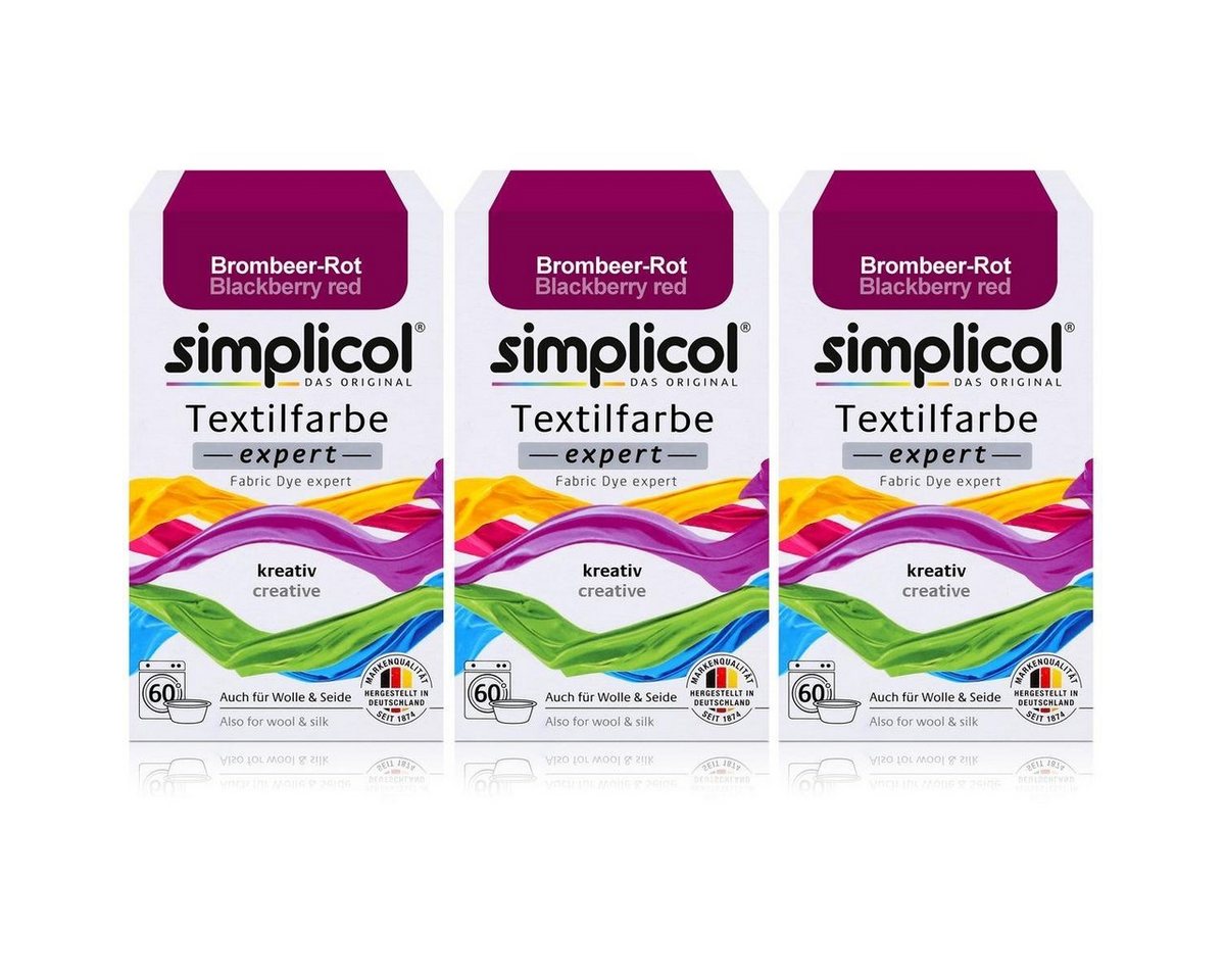 simplicol Textilfarbe Simplicol Textilfarbe expert Brombeer-Rot 150g - Farbe zum Färben (3er simplicol Textilfarbe Simplicol Textilfarbe expert Brombeer-Rot 150g - Farbe zum Färben (3er von simplicol