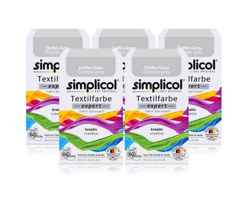 simplicol Textilfarbe Simplicol Textilfarbe expert Delfin-Grau 150g - Farbe zum Färben (5er von simplicol
