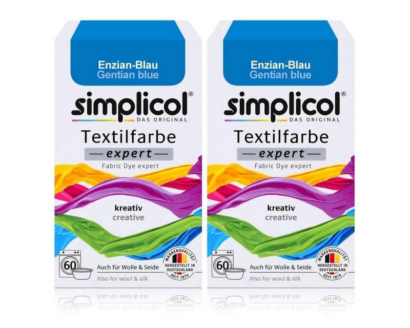 simplicol Textilfarbe Simplicol Textilfarbe expert Enzian-Blau 150g - Farbe zum Färben (2er von simplicol