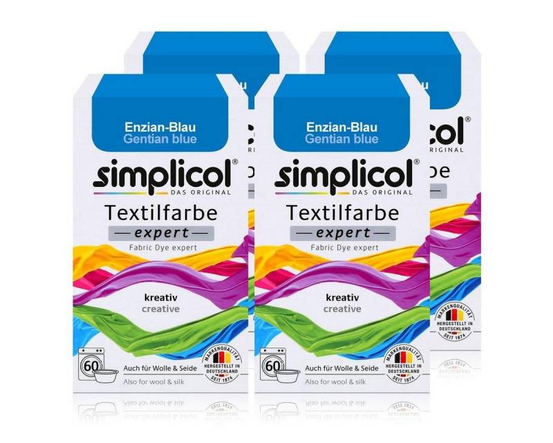 simplicol Textilfarbe Simplicol Textilfarbe expert Enzian-Blau 150g - Farbe zum Färben (4er von simplicol