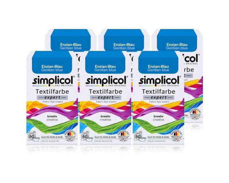 simplicol Textilfarbe Simplicol Textilfarbe expert Enzian-Blau 150g - Farbe zum Färben (6er von simplicol