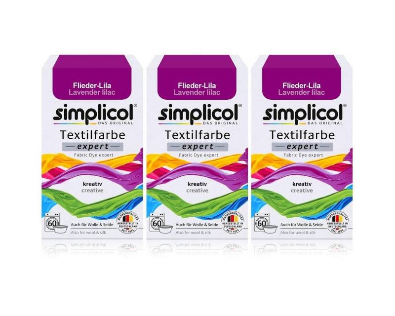 simplicol Textilfarbe Simplicol Textilfarbe expert Flieder-Lila 150g - Farbe zum Färben (3er von simplicol