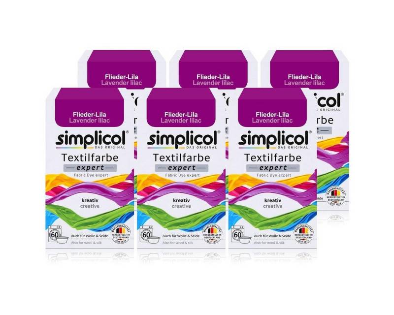 simplicol Textilfarbe Simplicol Textilfarbe expert Flieder-Lila 150g - Farbe zum Färben (6er von simplicol