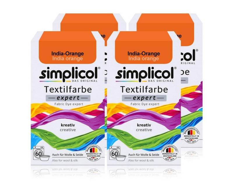 simplicol Textilfarbe Simplicol Textilfarbe expert India-Orange 150g - Farbe zum Färben (4er von simplicol