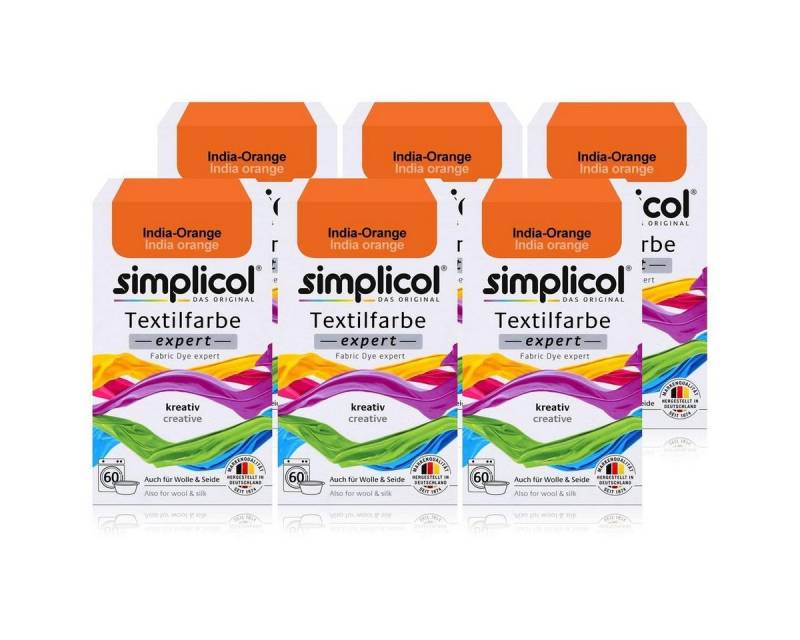 simplicol Textilfarbe Simplicol Textilfarbe expert India-Orange 150g - Farbe zum Färben (6er von simplicol