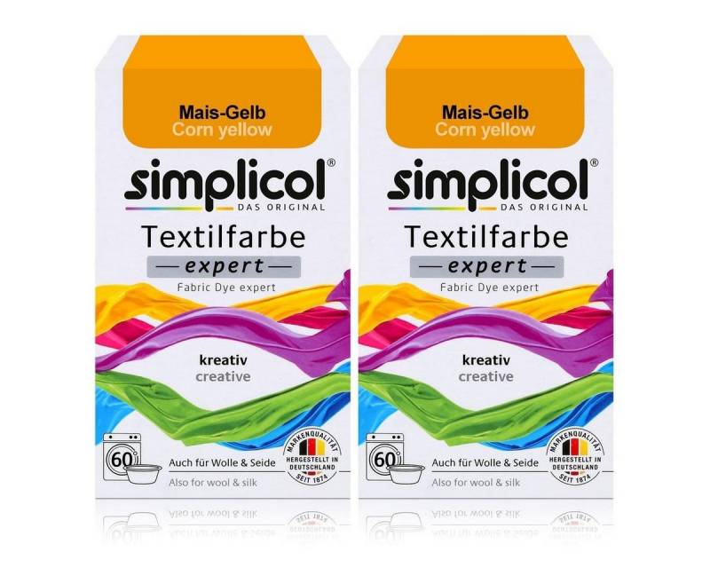 simplicol Textilfarbe Simplicol Textilfarbe expert Mais-Gelb 150g - Farbe zum Färben (2er Pa von simplicol