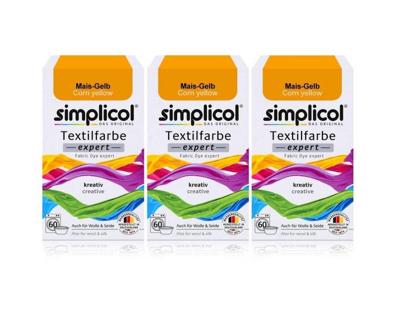 simplicol Textilfarbe Simplicol Textilfarbe expert Mais-Gelb 150g - Farbe zum Färben (3er Pa von simplicol