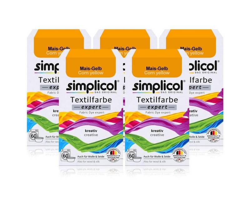 simplicol Textilfarbe Simplicol Textilfarbe expert Mais-Gelb 150g - Farbe zum Färben (5er Pa von simplicol
