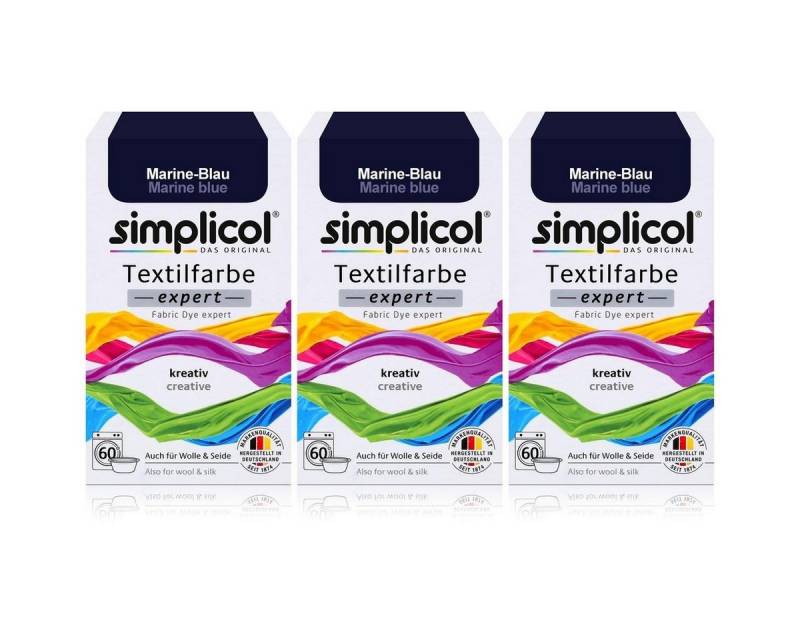 simplicol Textilfarbe Simplicol Textilfarbe expert Marine-Blau 150g - Farbe zum Färben (3er von simplicol