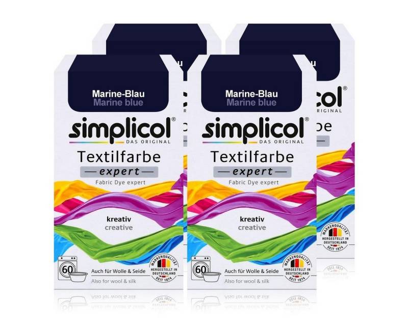 simplicol Textilfarbe Simplicol Textilfarbe expert Marine-Blau 150g - Farbe zum Färben (4er von simplicol