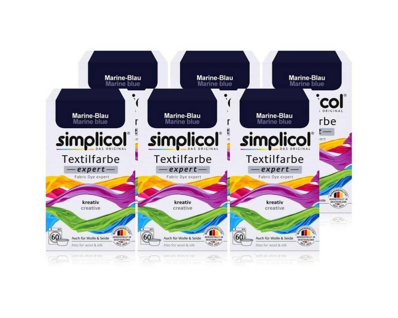 simplicol Textilfarbe Simplicol Textilfarbe expert Marine-Blau 150g - Farbe zum Färben (6er von simplicol