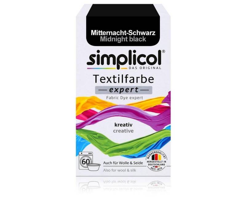 simplicol Textilfarbe Simplicol Textilfarbe expert Mitternacht-Schwarz 150g-Farbe zum Färben von simplicol