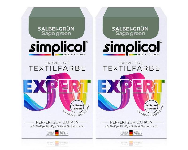 simplicol Textilfarbe Simplicol Textilfarbe expert Salbei-Grün 150g - Farbe zum Färben (2er von simplicol