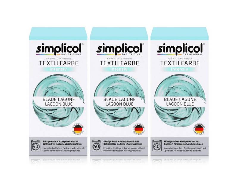 simplicol Textilfarbe Simplicol Textilfarbe intensiv Blaue Lagune - Einfaches Färben (3er Pa von simplicol