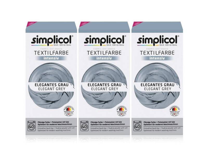 simplicol Textilfarbe Simplicol Textilfarbe intensiv Elegantes-Grau - Einfaches Färben (3er von simplicol