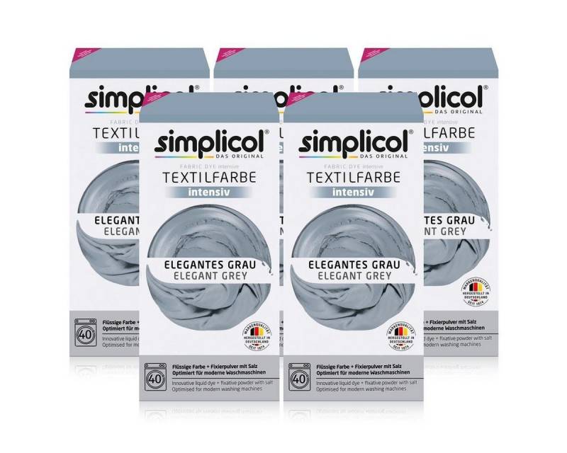 simplicol Textilfarbe Simplicol Textilfarbe intensiv Elegantes-Grau - Einfaches Färben (5er von simplicol