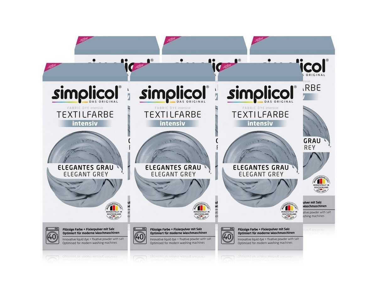 simplicol Textilfarbe Simplicol Textilfarbe intensiv Elegantes-Grau - Einfaches Färben (6er von simplicol