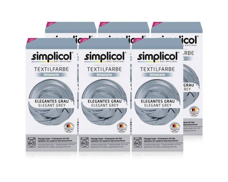 simplicol Textilfarbe Simplicol Textilfarbe intensiv Elegantes-Grau - Einfaches Färben (6er von simplicol