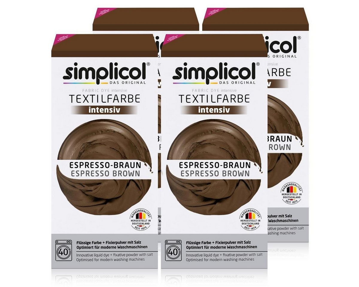 simplicol Textilfarbe Simplicol Textilfarbe intensiv Espresso-Braun - Einfaches Färben (4er simplicol Textilfarbe Simplicol Textilfarbe intensiv Espresso-Braun - Einfaches Färben (4er von simplicol