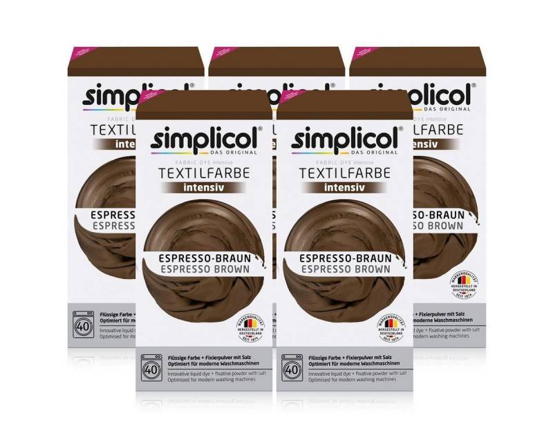 simplicol Textilfarbe Simplicol Textilfarbe intensiv Espresso-Braun - Einfaches Färben (5er von simplicol