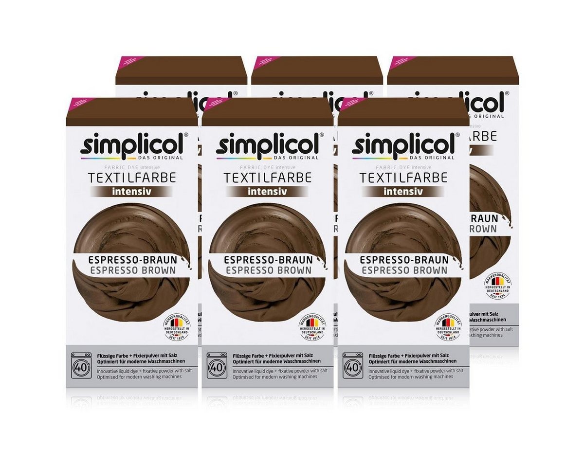 simplicol Textilfarbe Simplicol Textilfarbe intensiv Espresso-Braun - Einfaches Färben (6er simplicol Textilfarbe Simplicol Textilfarbe intensiv Espresso-Braun - Einfaches Färben (6er von simplicol