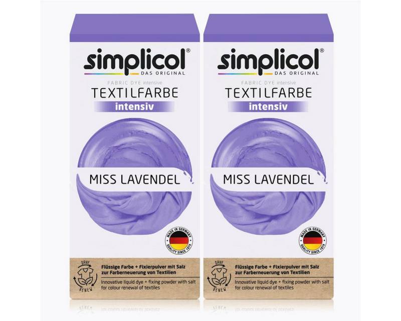simplicol Textilfarbe Simplicol Textilfarbe intensiv Miss Lavendel Flüssigfarbe, Fixierer (2 von simplicol