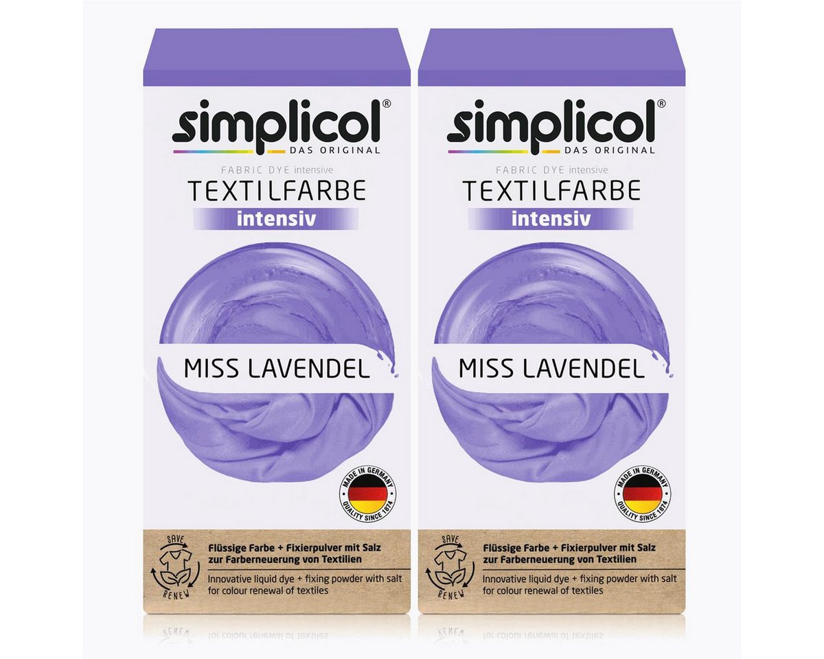 simplicol Textilfarbe Simplicol Textilfarbe intensiv Miss Lavendel Flüssigfarbe, Fixierer (2 von simplicol