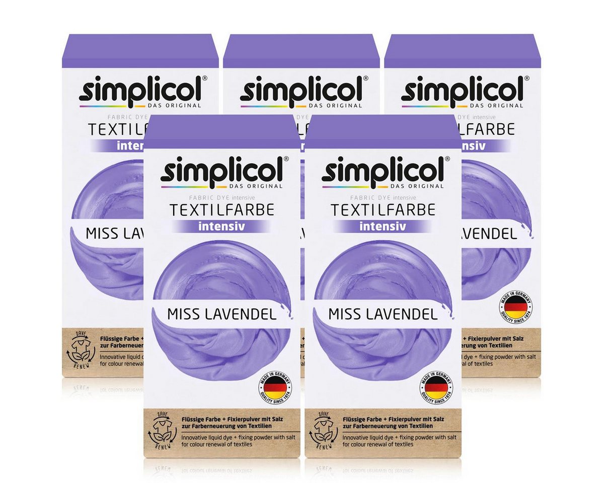 simplicol Textilfarbe Simplicol Textilfarbe intensiv Miss Lavendel Flüssigfarbe, Fixierer (5 von simplicol