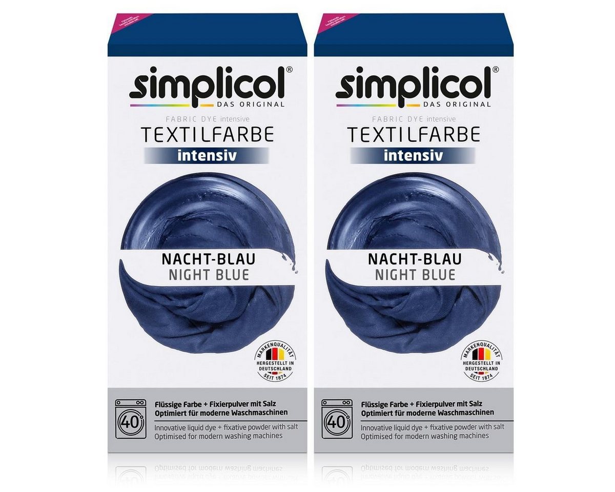simplicol Textilfarbe Simplicol Textilfarbe intensiv Nacht-Blau - Einfaches Färben (2er Pack simplicol Textilfarbe Simplicol Textilfarbe intensiv Nacht-Blau - Einfaches Färben (2er Pack von simplicol