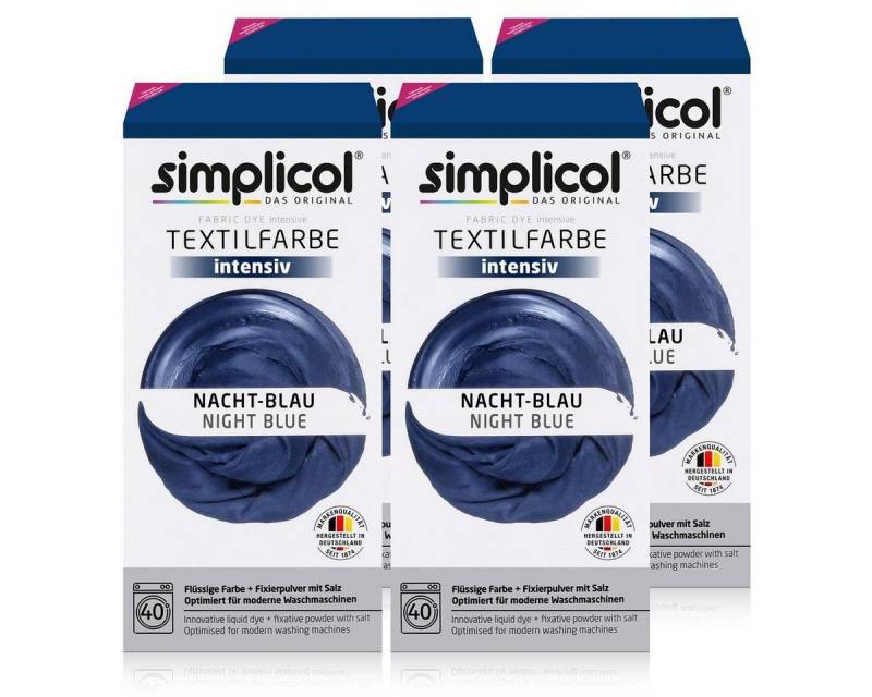 simplicol Textilfarbe Simplicol Textilfarbe intensiv Nacht-Blau - Einfaches Färben (4er Pack von simplicol