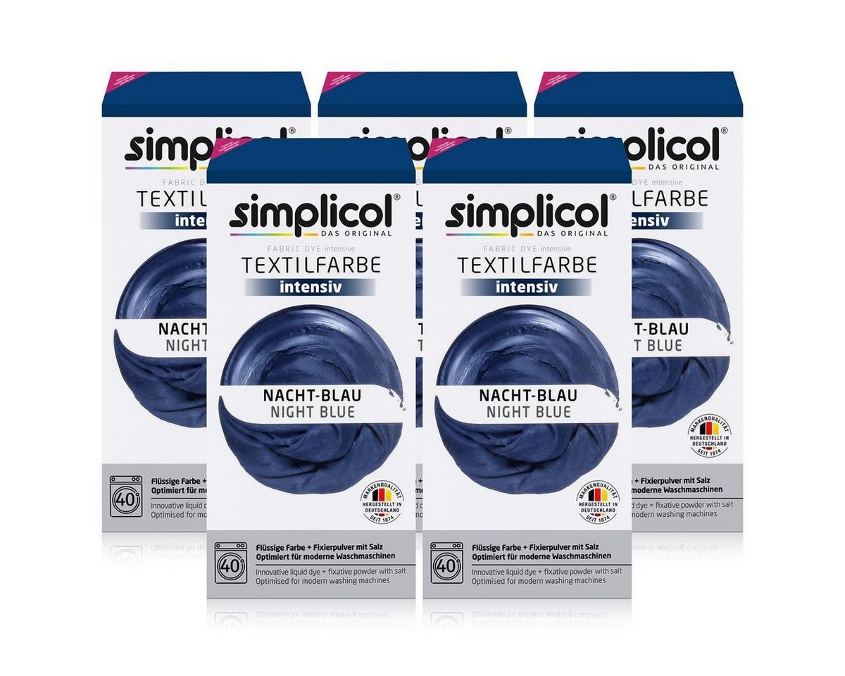 simplicol Textilfarbe Simplicol Textilfarbe intensiv Nacht-Blau - Einfaches Färben (5er Pack von simplicol
