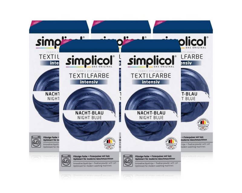 simplicol Textilfarbe Simplicol Textilfarbe intensiv Nacht-Blau - Einfaches Färben (5er Pack von simplicol