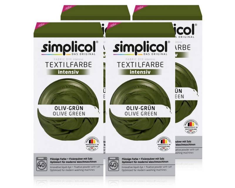 simplicol Textilfarbe Simplicol Textilfarbe intensiv Oliv-Grün - Einfaches Färben (4er Pack) von simplicol