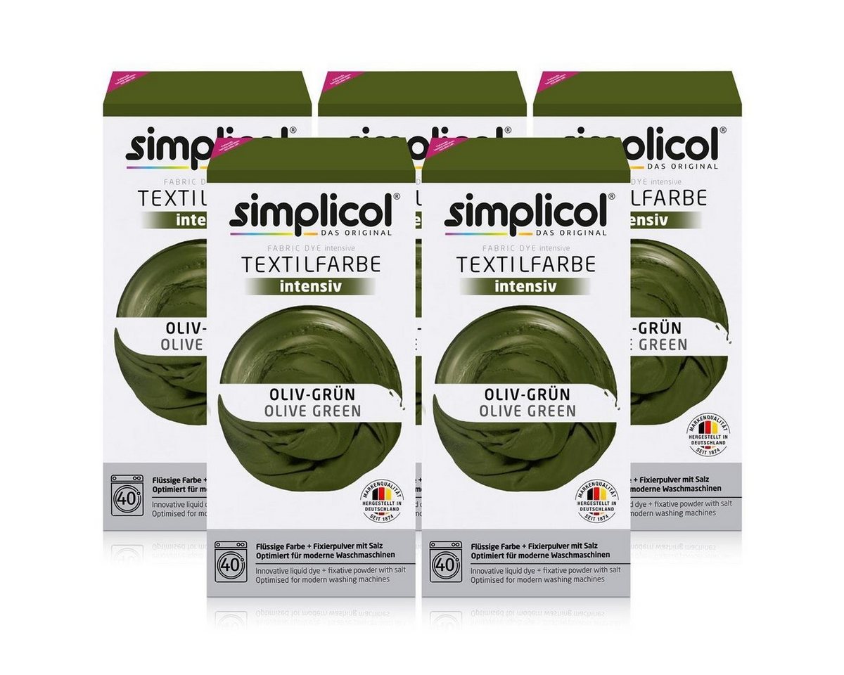 simplicol Textilfarbe Simplicol Textilfarbe intensiv Oliv-Grün - Einfaches Färben (5er Pack) von simplicol